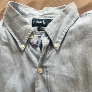 Linen short sleeve Ralph Lauren Light blue Classic Fit Shirt